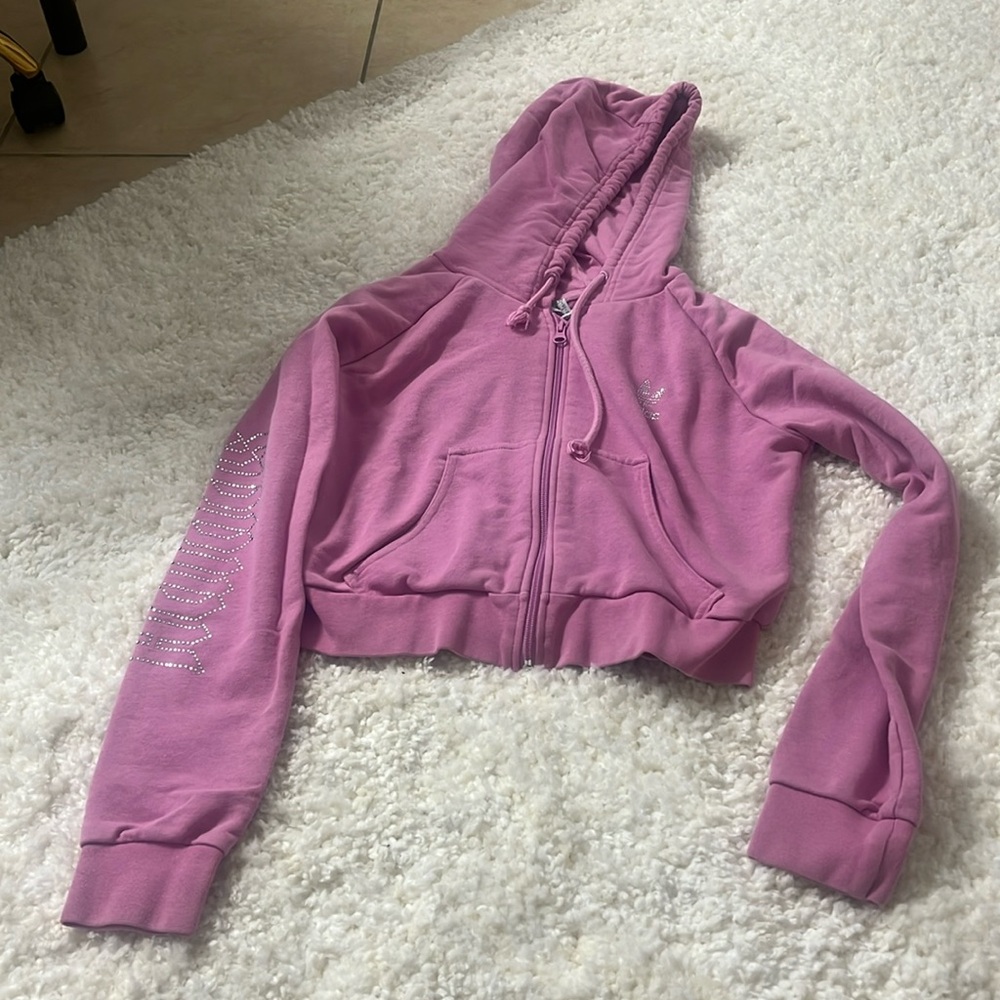 Adidas pink bedazzled hoodie